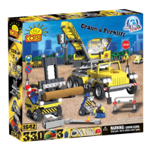 Action Town - Construction Crane and Forklift Construction Set (330 Piece Kit)