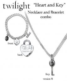 Twilight - Jewellery Heart & Key Necklace/Bracelet
